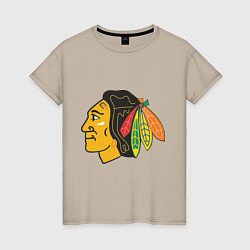 Футболка хлопковая женская Chicago Blackhawks, цвет: миндальный