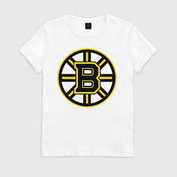 Футболка хлопковая женская Boston Bruins, цвет: белый