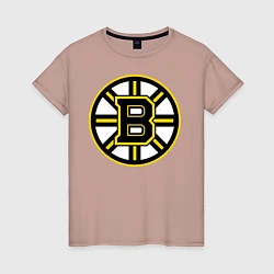 Футболка хлопковая женская Boston Bruins, цвет: пыльно-розовый