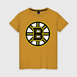 Футболка хлопковая женская Boston Bruins, цвет: горчичный