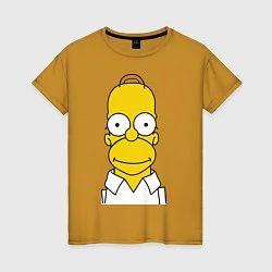 Футболка хлопковая женская Homer Face, цвет: горчичный