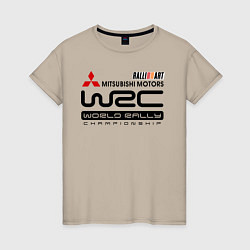 Футболка хлопковая женская Mitsubishi wrc, цвет: миндальный