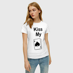 Футболка хлопковая женская Kiss my card, цвет: белый — фото 2