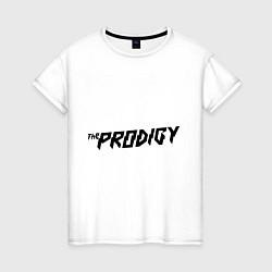 Футболка хлопковая женская The Prodigy логотип, цвет: белый