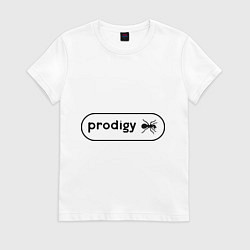 Футболка хлопковая женская Prodigy лого с муравьем, цвет: белый