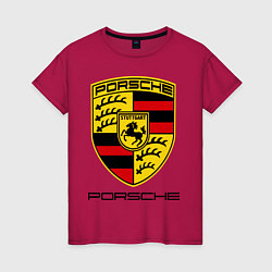 Футболка хлопковая женская Porsche Stuttgart, цвет: маджента