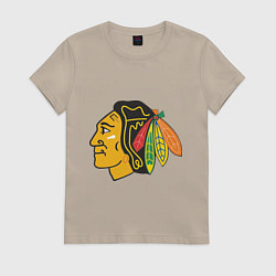 Футболка хлопковая женская Chicago Blackhawks: Kane, цвет: миндальный