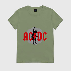 Футболка хлопковая женская AC/DC: Angus Young, цвет: авокадо