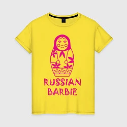 Футболка хлопковая женская Русская Барби, цвет: желтый