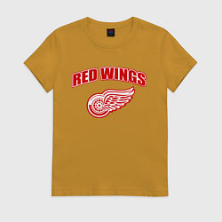 Футболка хлопковая женская Detroit Red Wings, цвет: горчичный