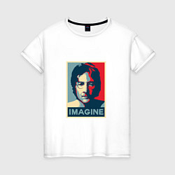 Футболка хлопковая женская Lennon Imagine, цвет: белый