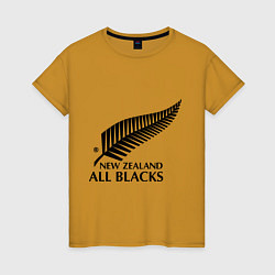 Футболка хлопковая женская New Zeland: All blacks, цвет: горчичный
