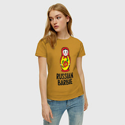 Футболка хлопковая женская Russian Barbie, цвет: горчичный — фото 2