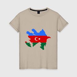 Футболка хлопковая женская Azerbaijan map, цвет: миндальный