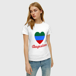 Футболка хлопковая женская Dagestan: Heart Flag, цвет: белый — фото 2