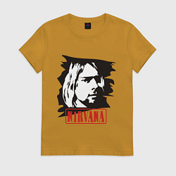 Футболка хлопковая женская Nirvana: Kurt Cobain, цвет: горчичный