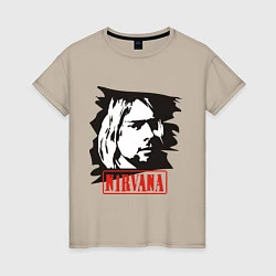 Футболка хлопковая женская Nirvana: Kurt Cobain, цвет: миндальный