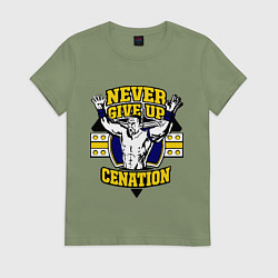 Футболка хлопковая женская Never Give Up: Cenation, цвет: авокадо