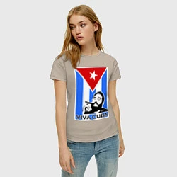Футболка хлопковая женская Fidel: Viva, Cuba!, цвет: миндальный — фото 2