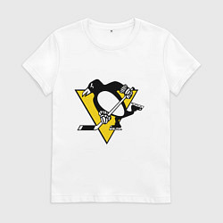 Футболка хлопковая женская Pittsburgh Penguins, цвет: белый