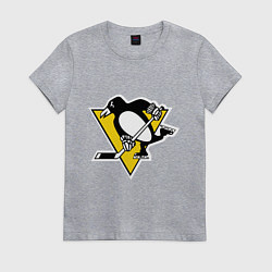 Футболка хлопковая женская Pittsburgh Penguins, цвет: меланж