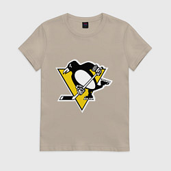 Футболка хлопковая женская Pittsburgh Penguins, цвет: миндальный