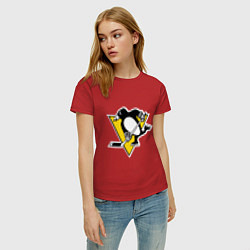 Футболка хлопковая женская Pittsburgh Penguins, цвет: красный — фото 2