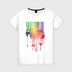 Футболка хлопковая женская Color zebra, цвет: белый