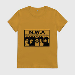 Футболка хлопковая женская NWA, цвет: горчичный