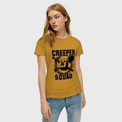 Футболка хлопковая женская Creeper Squad, цвет: горчичный — фото 2