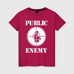 Футболка хлопковая женская Public Enemy, цвет: маджента