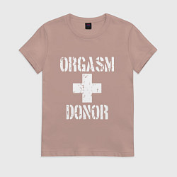 Футболка хлопковая женская Orgasm + donor, цвет: пыльно-розовый