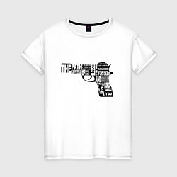 Футболка хлопковая женская Pulp Fiction Gun, цвет: белый