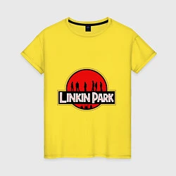 Футболка хлопковая женская Linkin Park: Jurassic Park, цвет: желтый
