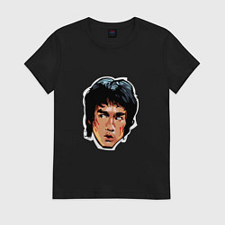 Футболка хлопковая женская Bruce Lee Art, цвет: черный