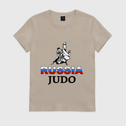 Футболка хлопковая женская Russia judo, цвет: миндальный