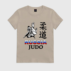 Футболка хлопковая женская Russia Judo, цвет: миндальный