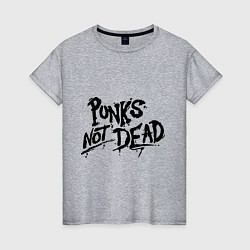 Футболка хлопковая женская Punks not dead, цвет: меланж