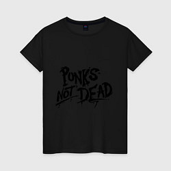 Футболка хлопковая женская Punks not dead, цвет: черный