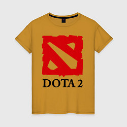 Футболка хлопковая женская Dota 2: Logo, цвет: горчичный