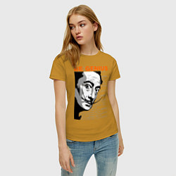 Футболка хлопковая женская Dali: Be Genius, цвет: горчичный — фото 2