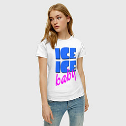 Футболка хлопковая женская Ice ice baby, цвет: белый — фото 2