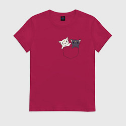 Футболка хлопковая женская Кисы, цвет: маджента