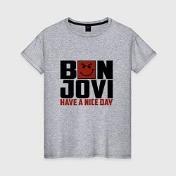 Футболка хлопковая женская Bon Jovi: Nice day, цвет: меланж