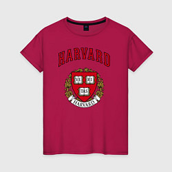 Футболка хлопковая женская Harvard university, цвет: маджента