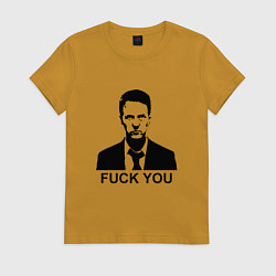 Футболка хлопковая женская Fight Club: Fuck You, цвет: горчичный