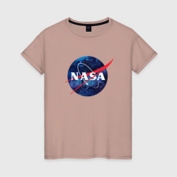 Футболка хлопковая женская NASA: Cosmic Logo, цвет: пыльно-розовый