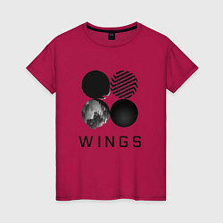 Футболка хлопковая женская BTS Wings, цвет: маджента
