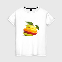 Футболка хлопковая женская Мега яблоко, цвет: белый
