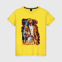 Футболка хлопковая женская Cobain Art, цвет: желтый